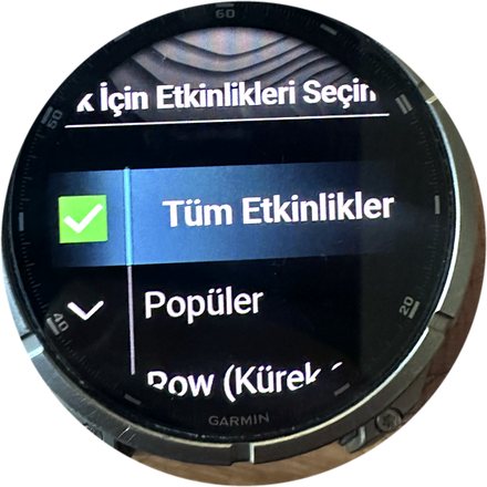 Tüm Etkinlikler işaretli